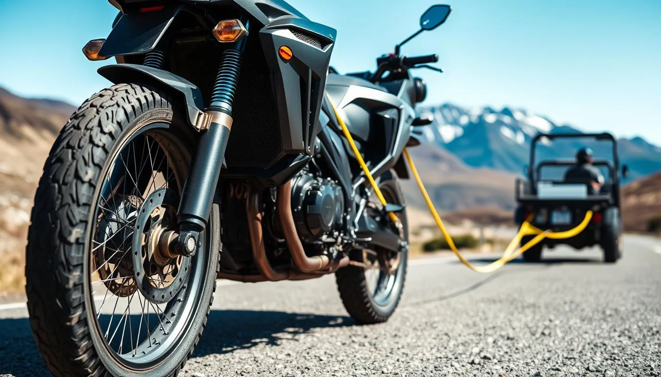How to tow a motorcycle with a tow strap? 1 image