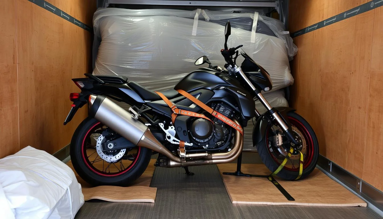Is it safe to transport a motorcycle on its side? 1 image 11